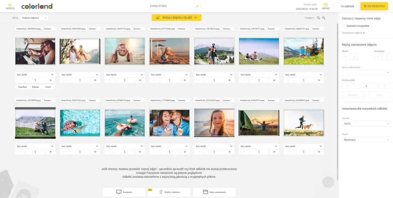 proces wywoływania zdjęć online