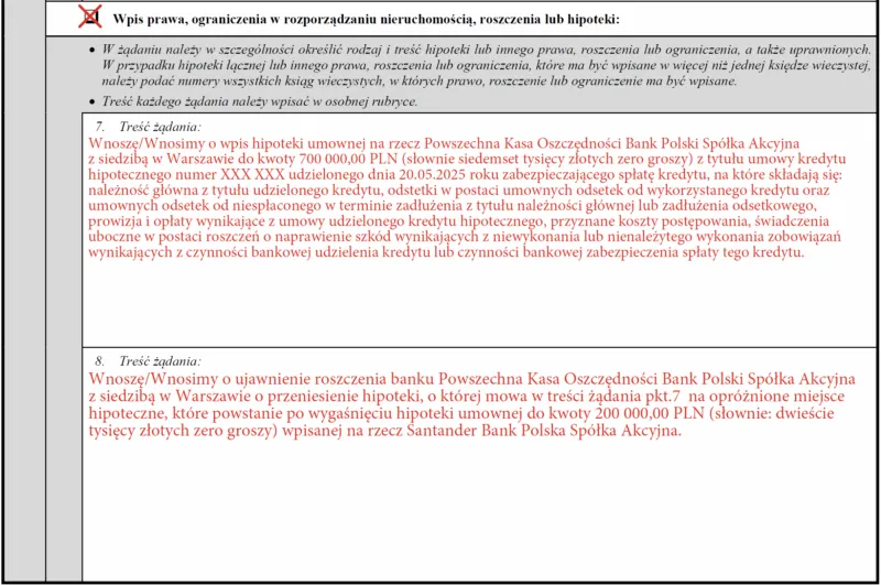 formalności bankowe przeniesienie hipoteki