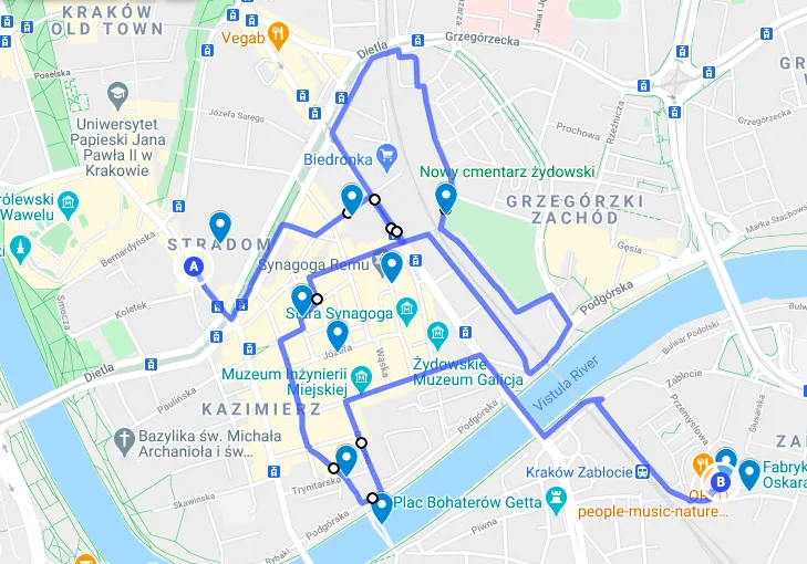 Mapa Krakowa atrakcje turystyczne