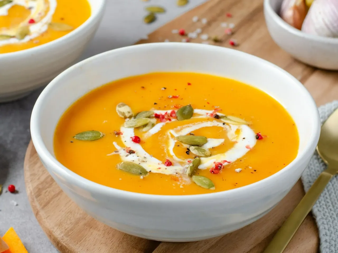 Zupy krem z dyni i zupa pomidorowa