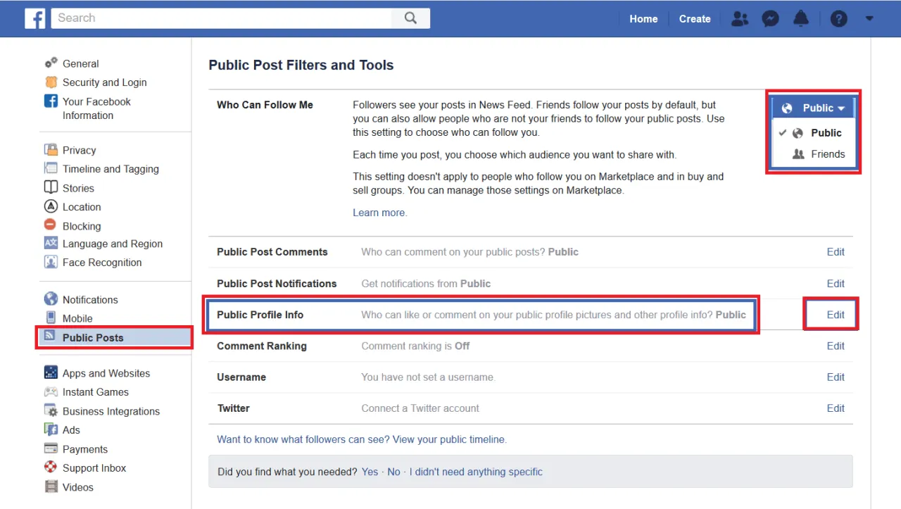Facebook ustawienia prywatności publiczne posty