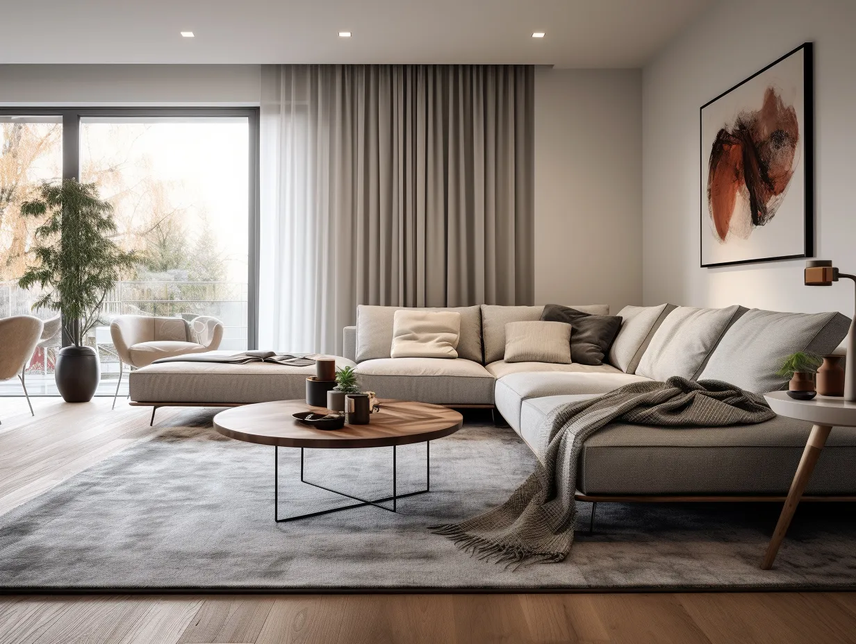 monochromatyczny szary salon różne faktury