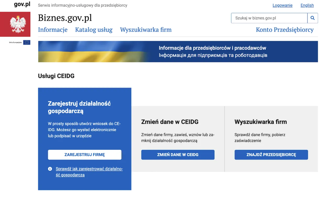 proces zakładania firmy online CEIDG-1 Biznes.gov.pl