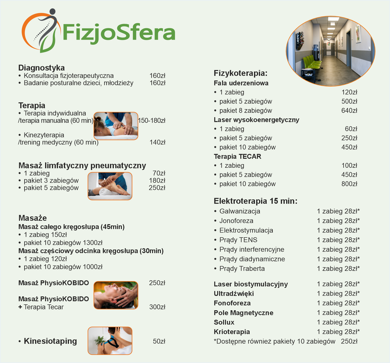cennik fizjoterapii infografika