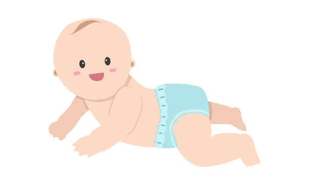 szczęśliwe niemowlę raczkujące