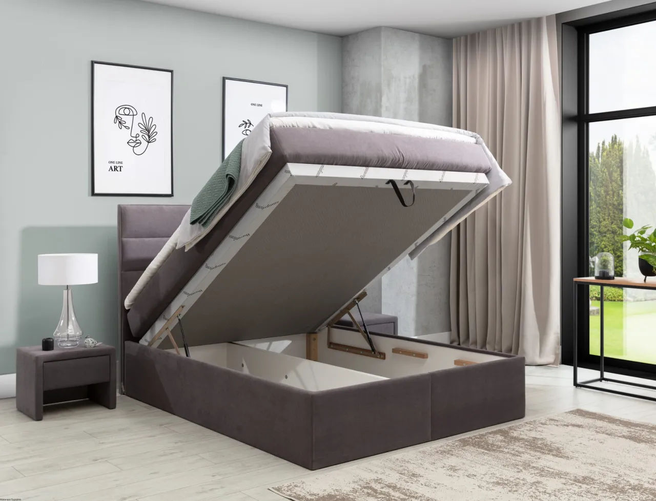 Łóżko kontynentalne z pojemnikiem i bez porównanie