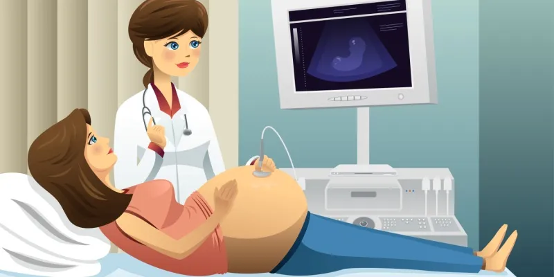 kobieta w ciąży rozmawiająca z lekarzem o wynikach badań