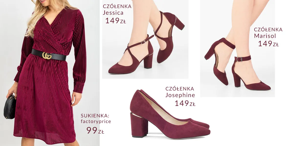 Zdjęcie Jakie buty do bordowej sukienki na wesele - elegancja bez kompromisów
