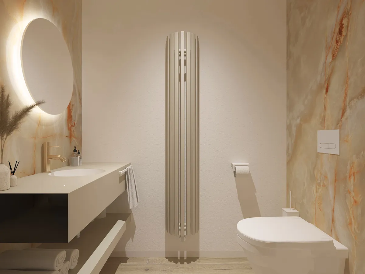 Nowoczesna toaleta gościnna z lustrem