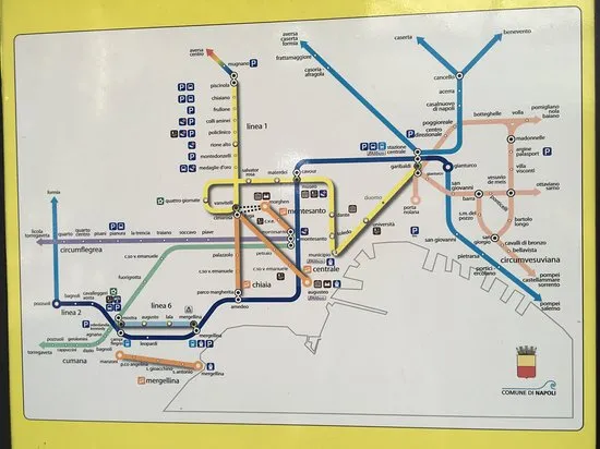 Mapa linii Circumvesuviana Neapol Sorrento