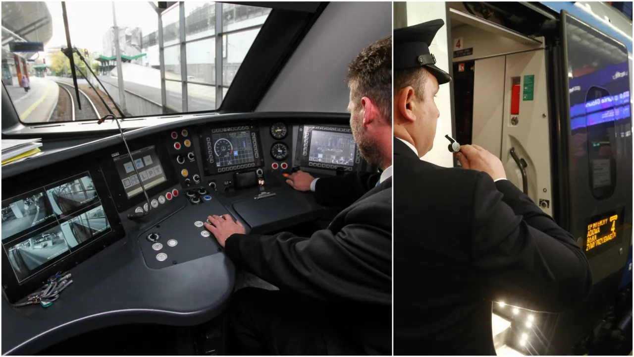 Kierowca pociągu w kabinie, kontroluje systemy. Zastanawiasz się, ile zarabia kierowca pociągu?
