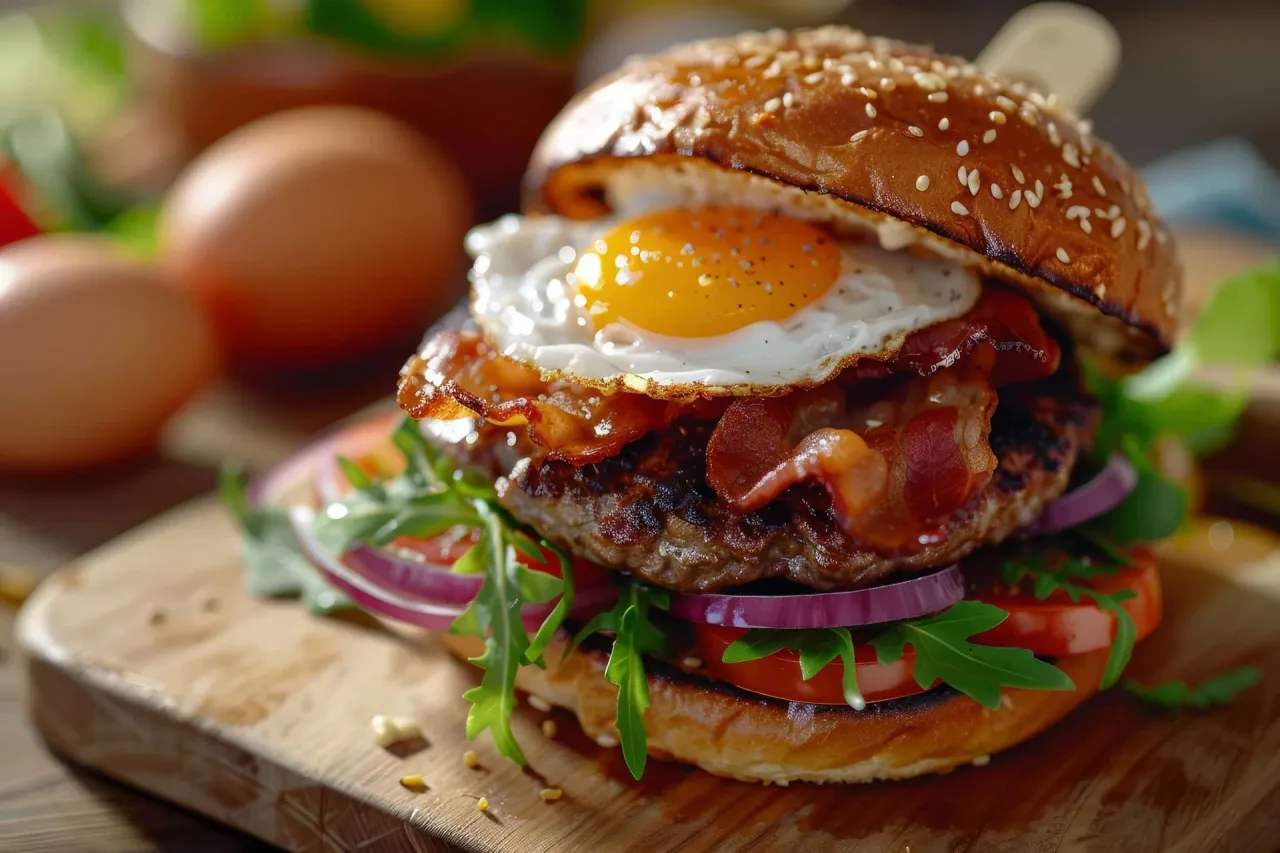 burger z bekonem i jajkiem sadzonym