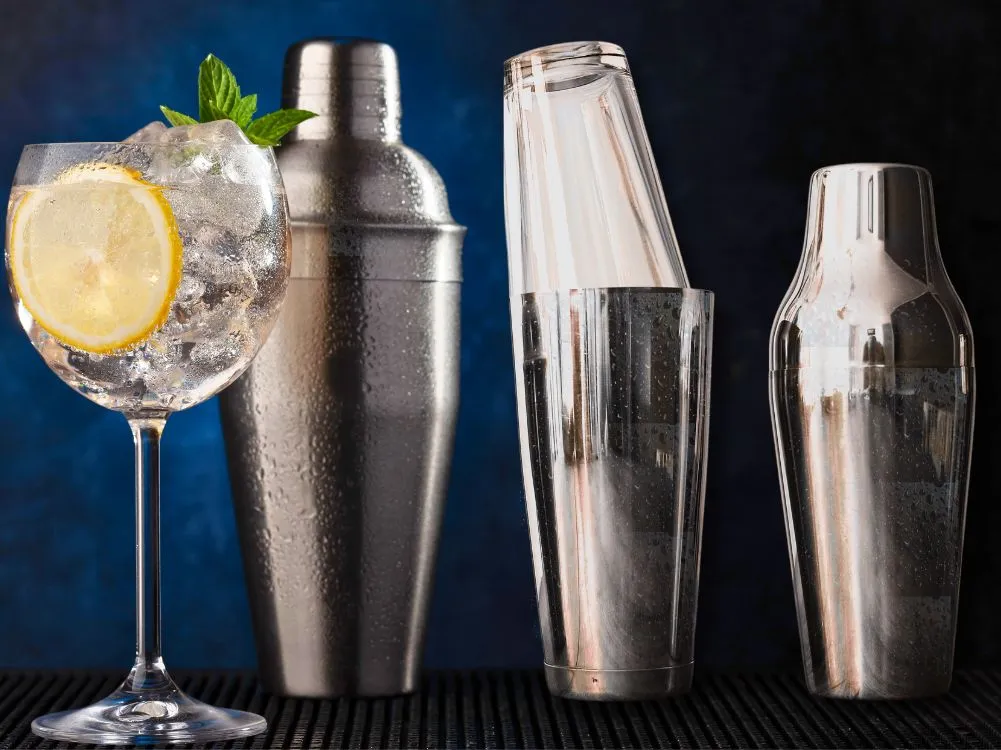 verschiedene Cocktail Shaker Typen Cobbler Boston Französisch