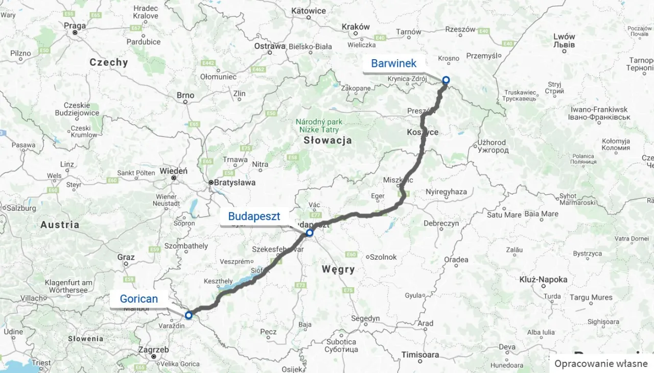 mapa trasy warszawa chorwacja porównanie