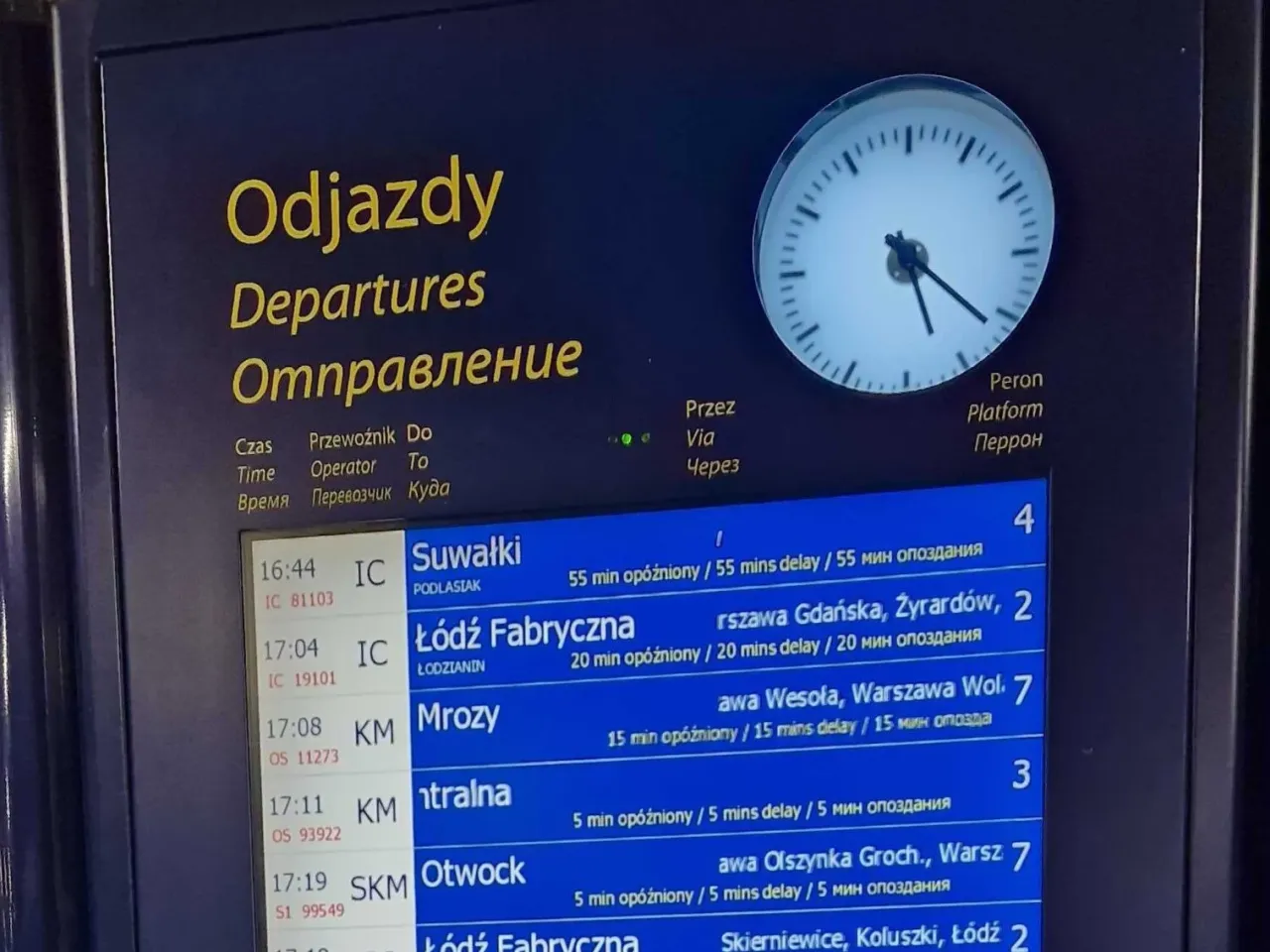 Informacje o opóźnieniach PKP Intercity