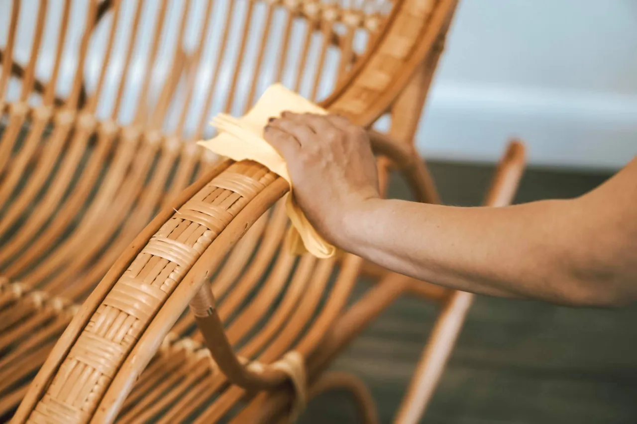 czyszczenie wikliny szczotką