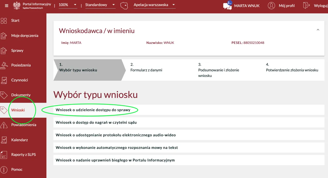 Portal Informacyjny Sąd&oacute;w Powszechnych strona gł&oacute;wna