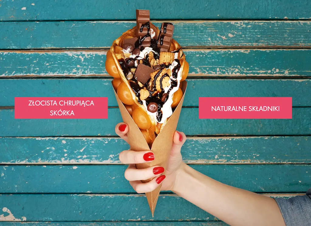 Gofry bąbelkowe z lodami i owocami