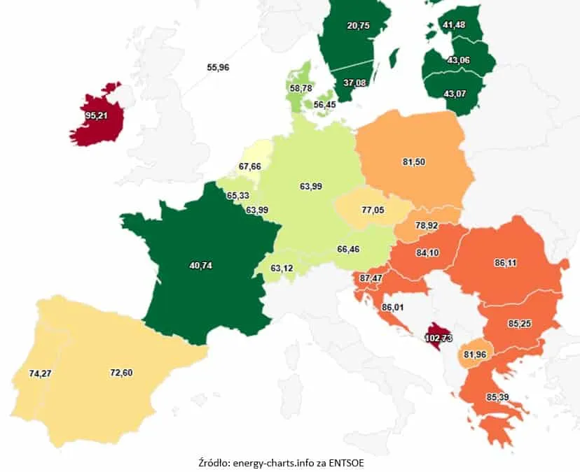 mapa Polski ceny instalacji elektrycznej za punkt 2025