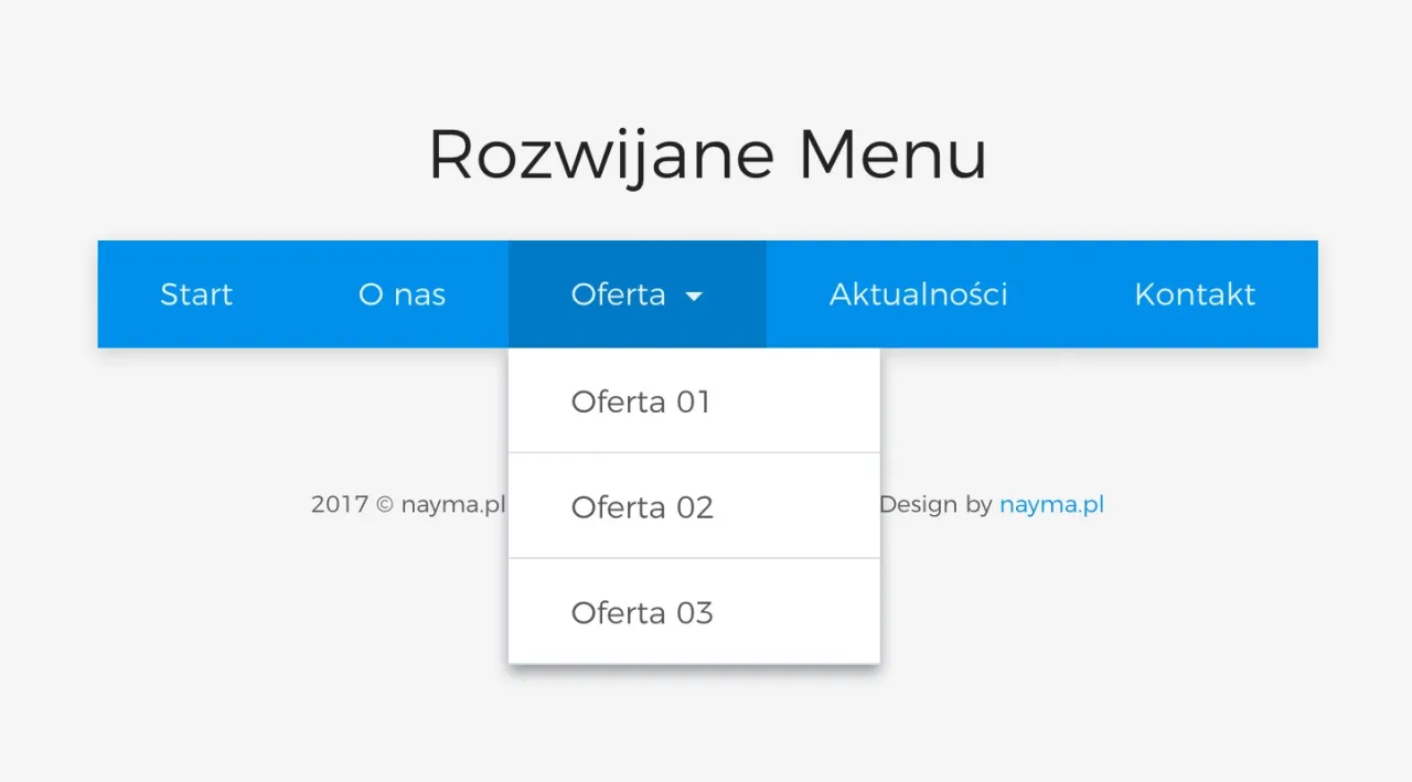 Przykład menu rozwijanego HTML CSS