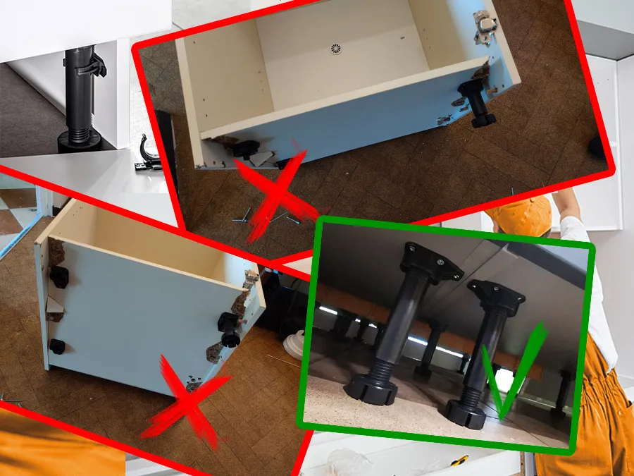 jak wypoziomować mebel po montażu n&oacute;żek