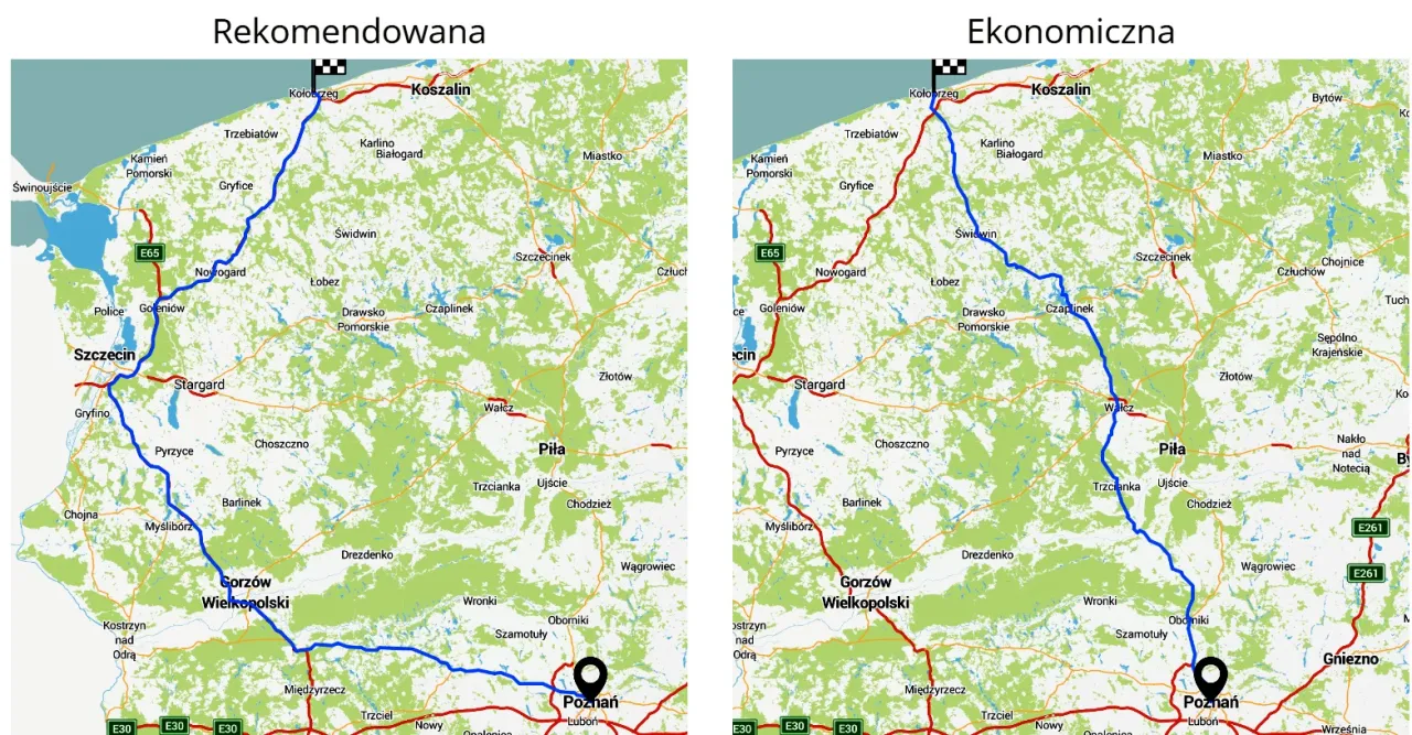 Trasa Łódź Kołobrzeg samochodem mapa