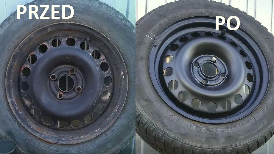 zardzewiałe felgi stalowe przed malowaniem