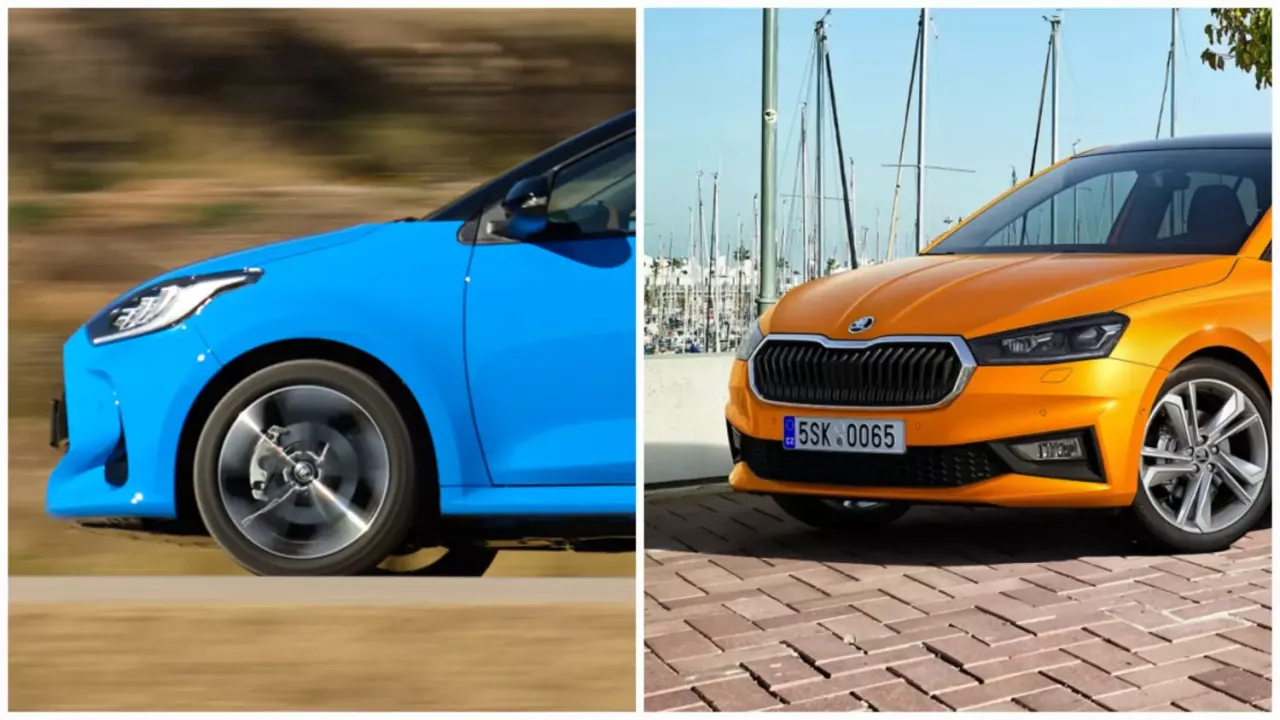 Niebieskie i pomarańczowe małe auta dla pań, idealne do miasta.