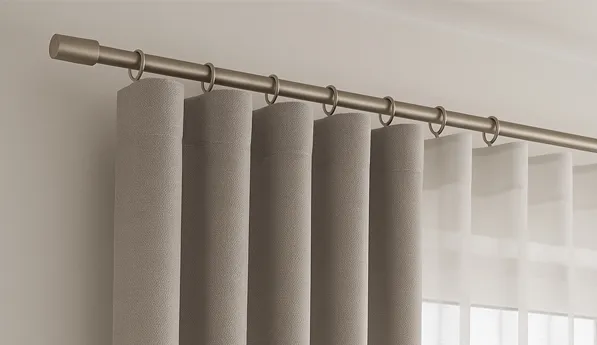 aranżacja okna z dobrze zawieszonym karniszem i długimi zasłonami