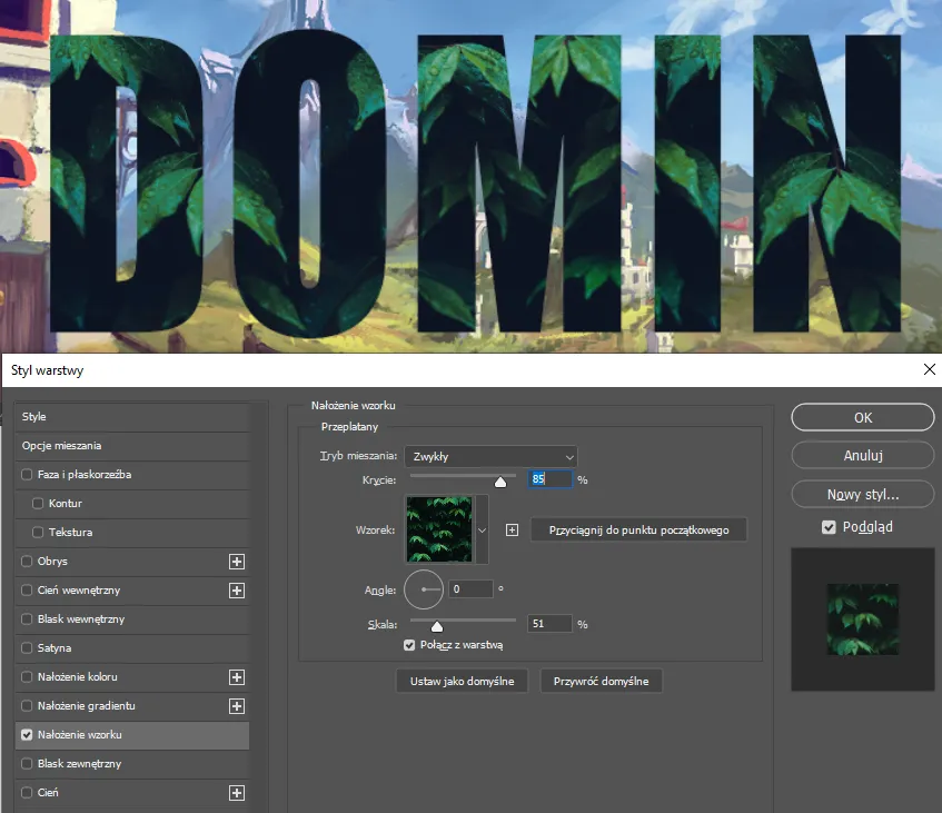 Adobe Photoshop interfejs style warstwy cień