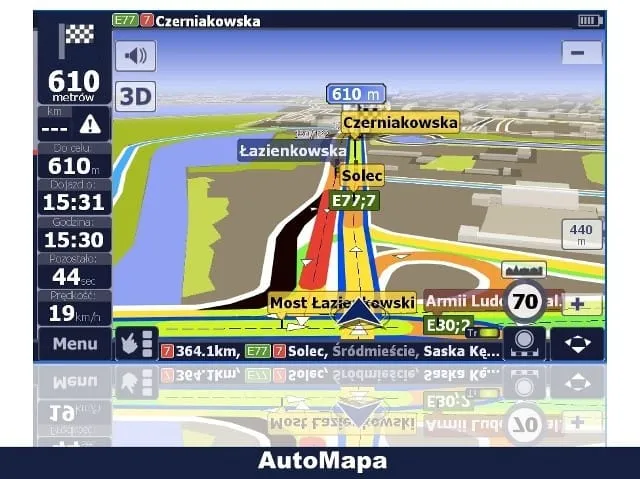 Interfejs nawigacji AutoMapa na Windows CE