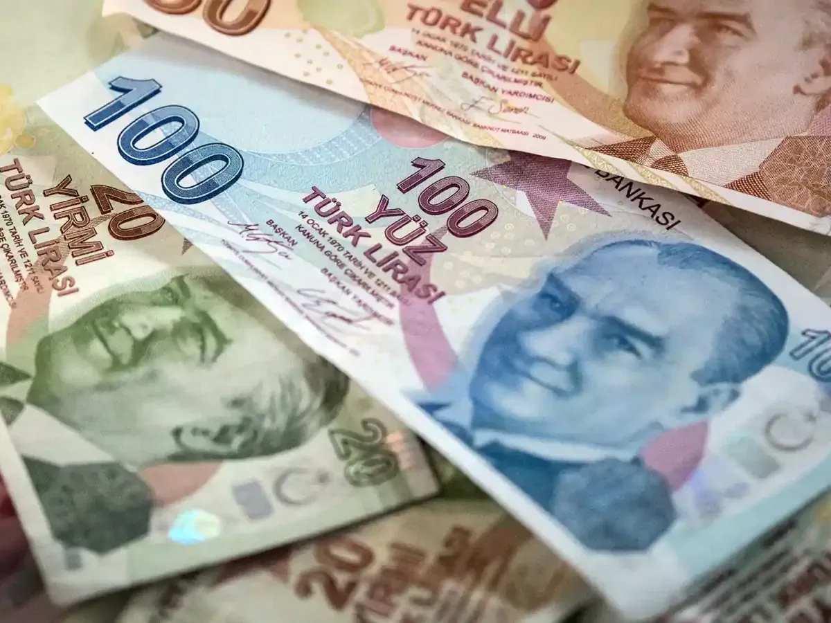 Tureckie banknoty 100 i 20 lir, pokazujące portrety Atat&uuml;rka. To jest jaka waluta w Turcji.