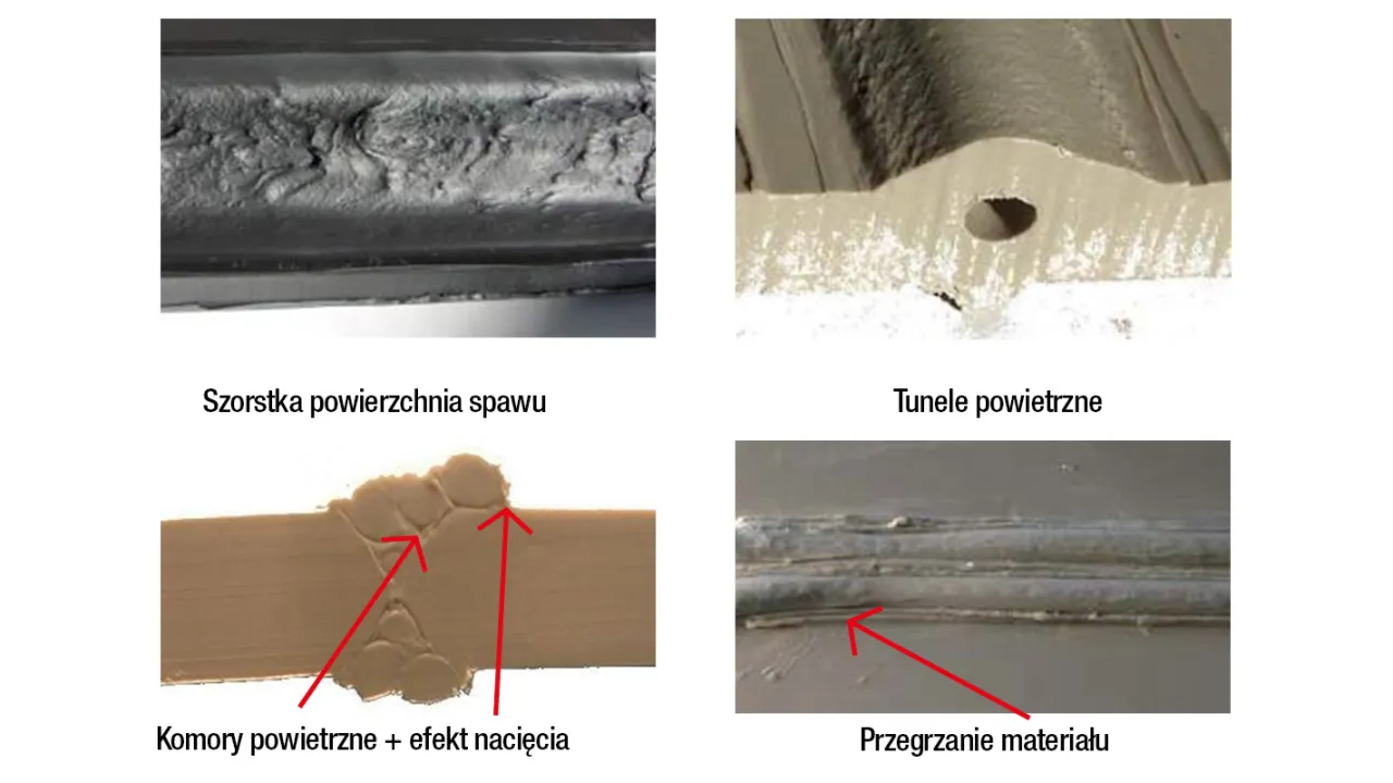 por&oacute;wnanie spoiny za mały prąd vs za duży prąd vs idealna spoina