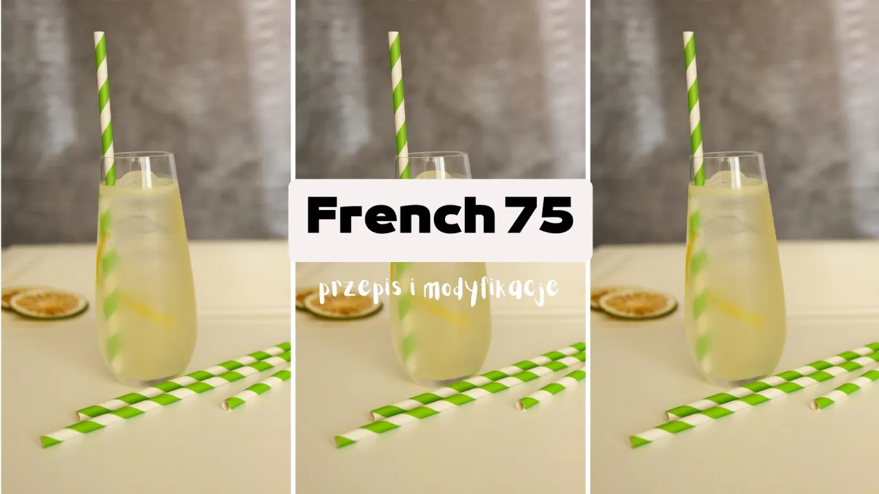 French 75 na ginie kontra French 75 na koniaku. Dwa orzeźwiające drinki z cytryną i słomkami.