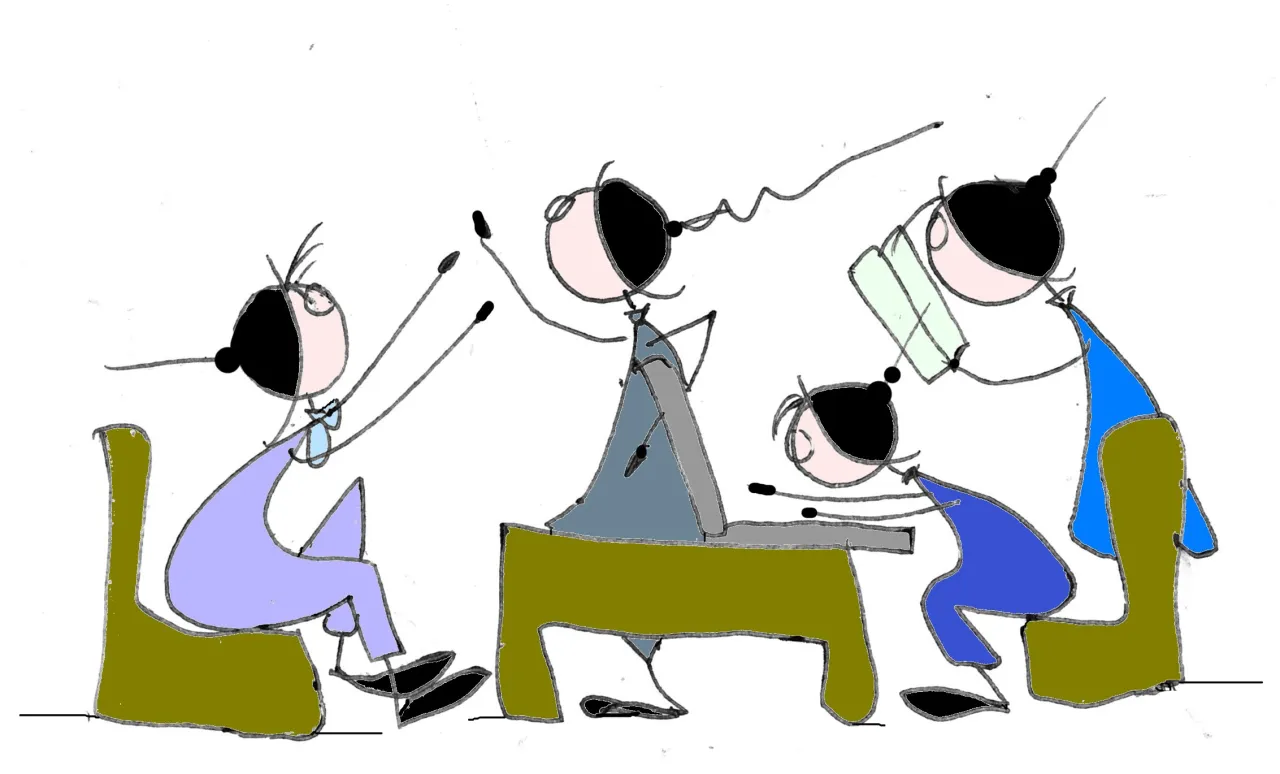 Szczęśliwi uczniowie zaangażowani w naukę