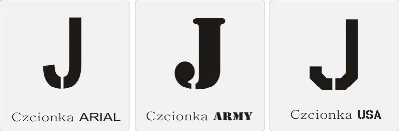 litera j różne czcionki