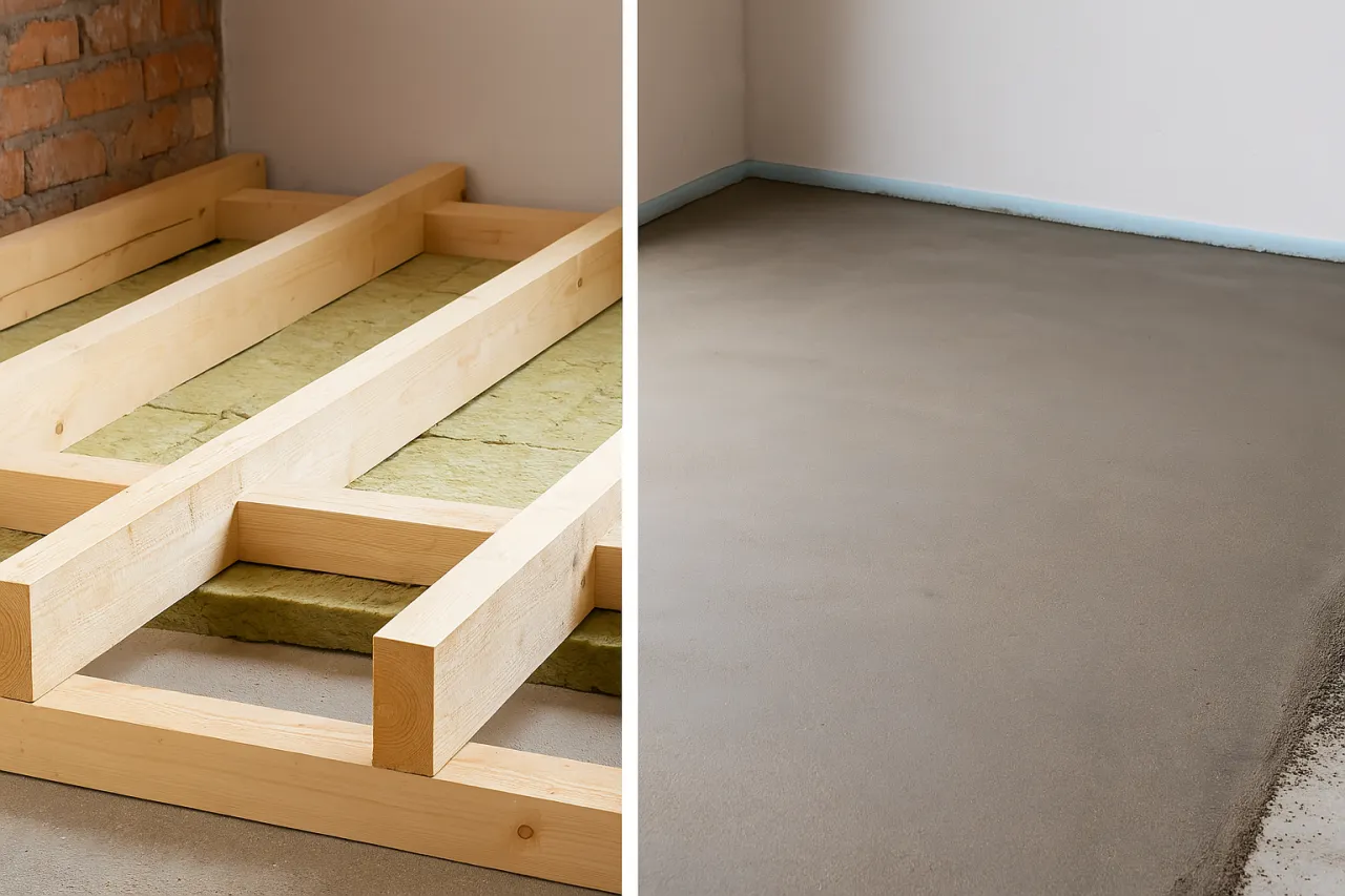 Podłoga na legarach vs wylewka por&oacute;wnanie