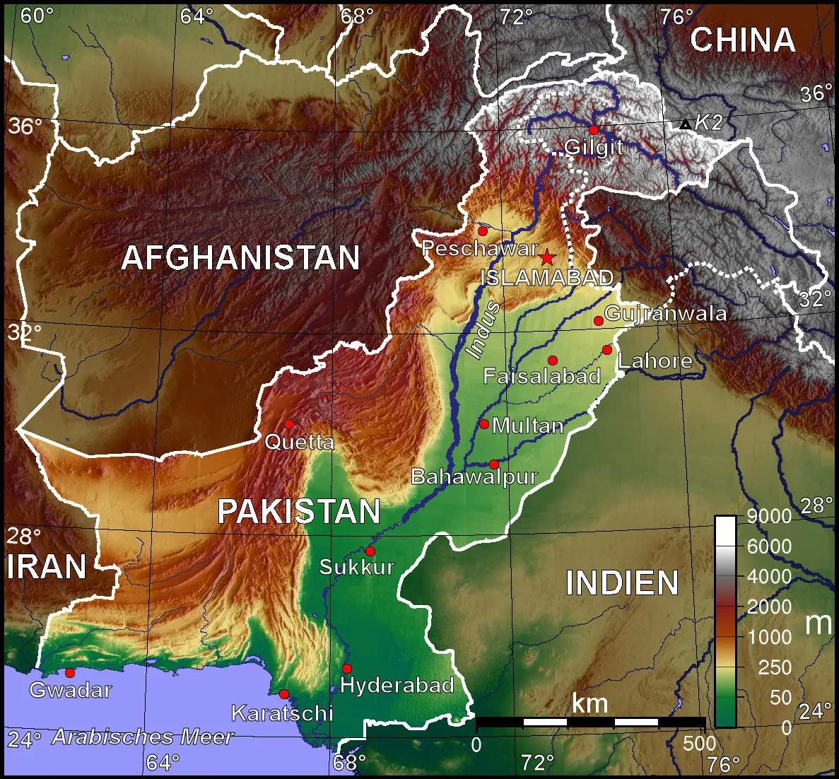 K2 mapa lokalizacja Karakorum Pakistan Chiny
