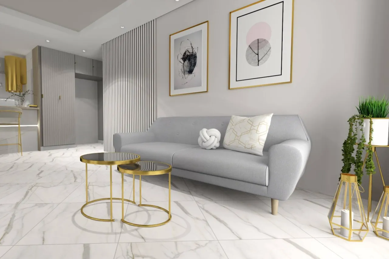 Płytki matowe w salonie aranżacje