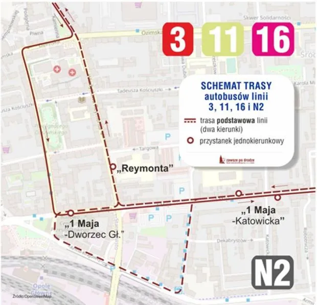 Mapa Centrum Przesiadkowego Opole Główne lokalizacja