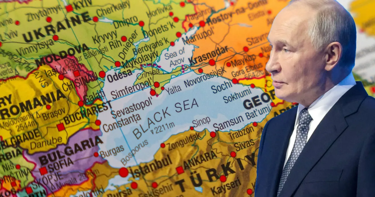 Mapa Europy Wschodniej z zaznaczoną Bułgarią i Władimirem Putinem. Czy w Bułgarii jest bezpiecznie w kontekście wojny?