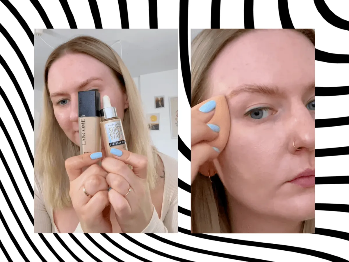 Lancome podkłady rozświetlające porównanie butelki i efekt