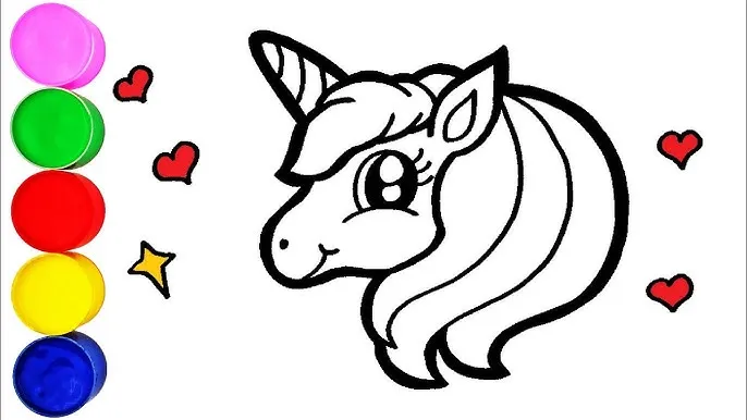 Malmaterialien f&uuml;r Einhorn zeichnen Kinder