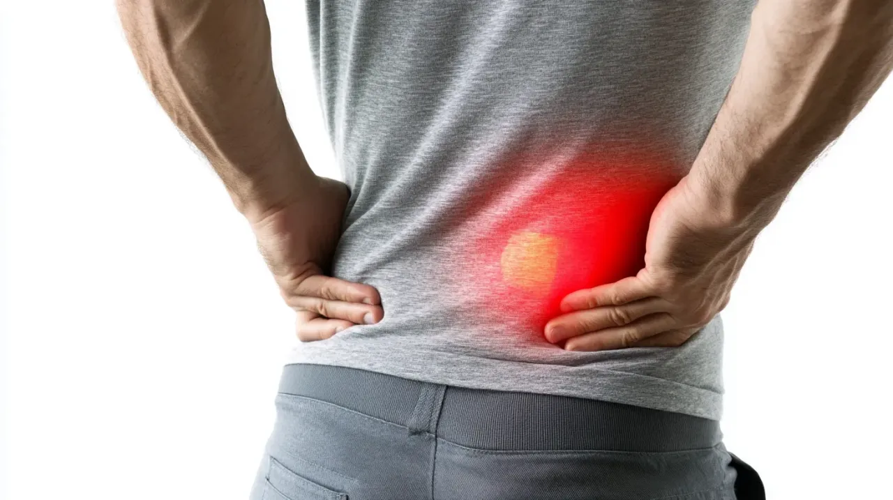 Mężczyzna odczuwa b&oacute;l nerek, szuka sposob&oacute;w jak złagodzić go domowymi metodami.