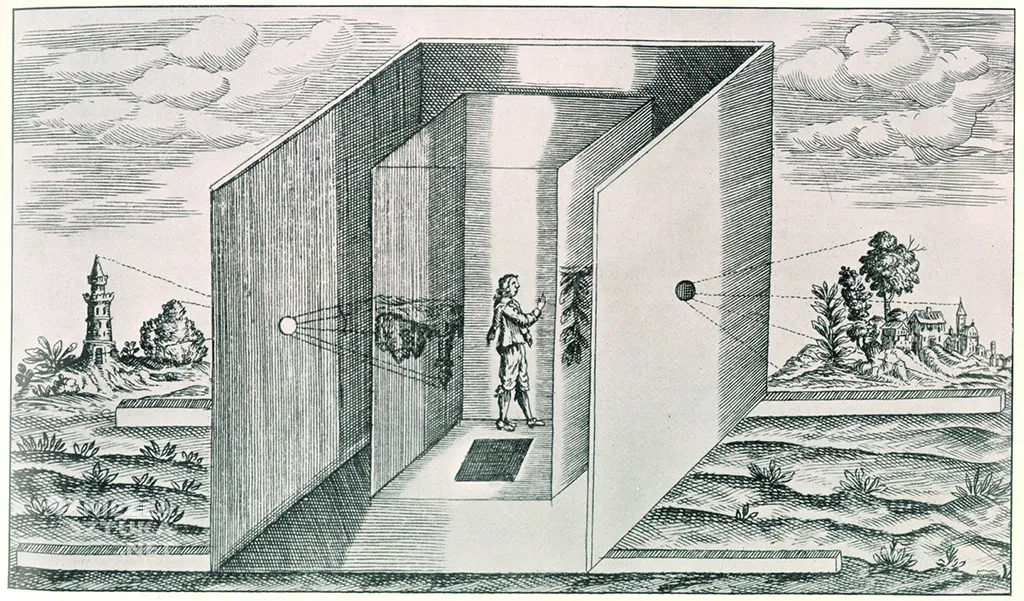 Camera obscura dawna ilustracja