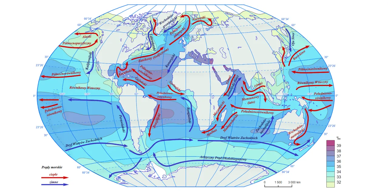 mapa zasolenia m&oacute;rz, Morze Bałtyckie i Morze Czerwone