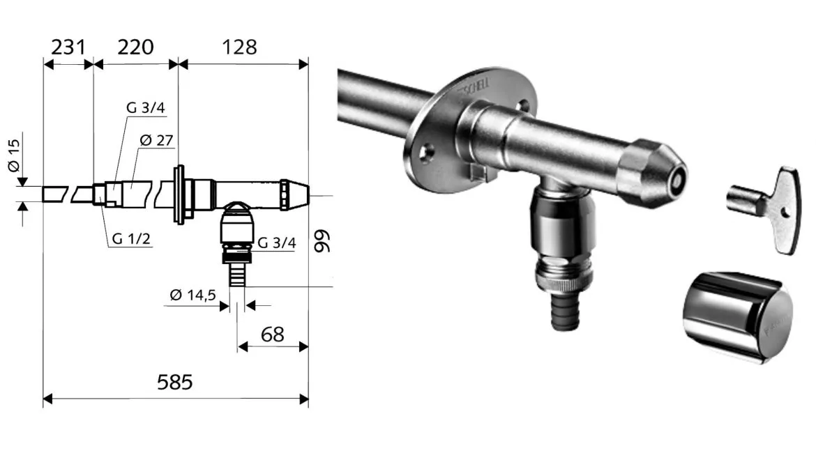 Kran ogrodowy mrozoodporny schemat działania