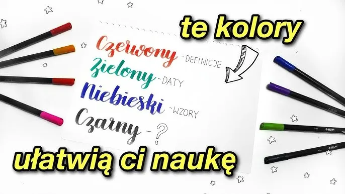 Organizacja zeszytów liceum kodowanie kolorami etykiety