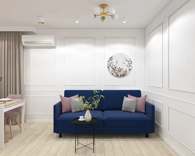 granatowa kanapa aranżacje salonu