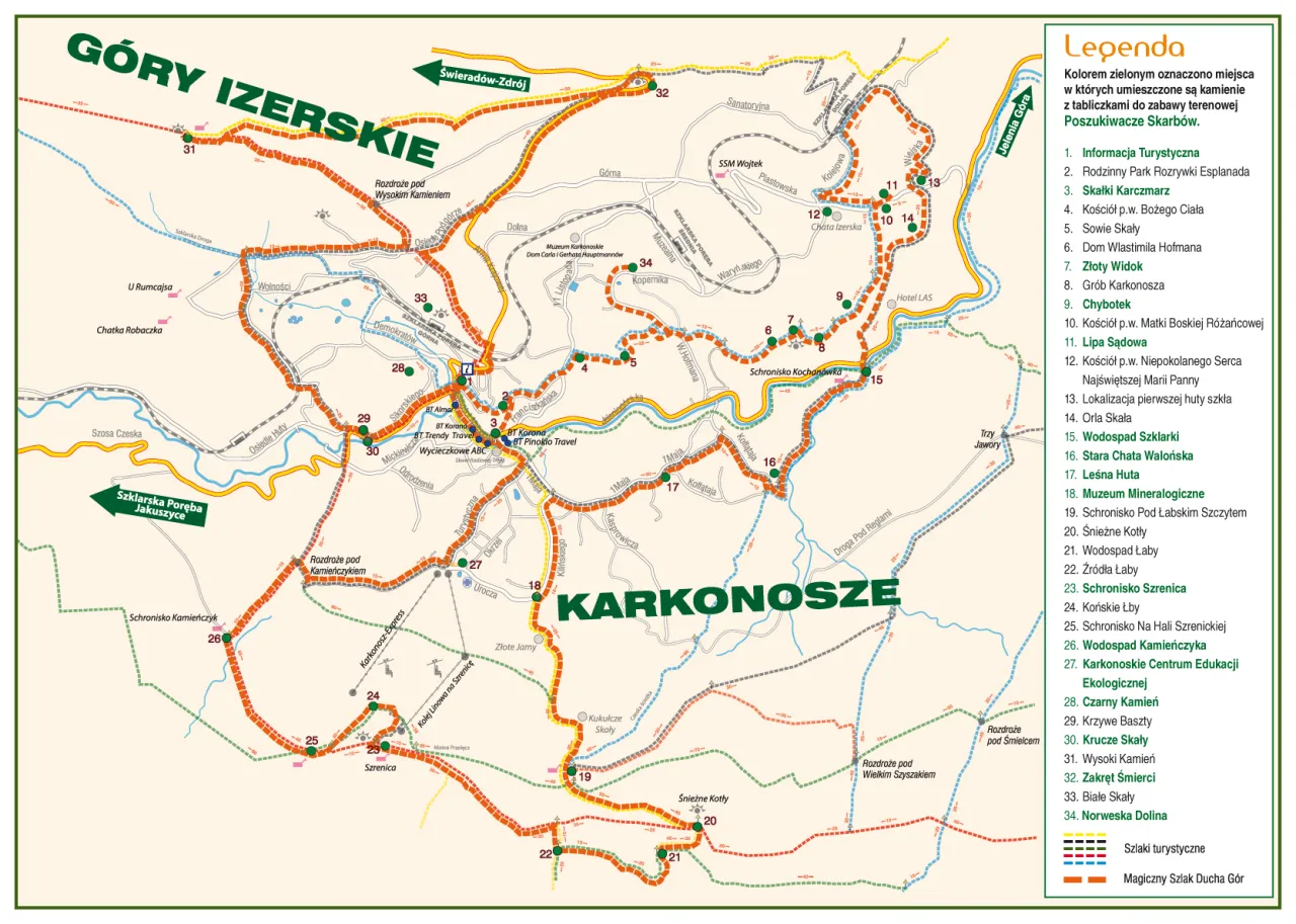 Mapa Szlaku Walońskiego Szklarska Poręba